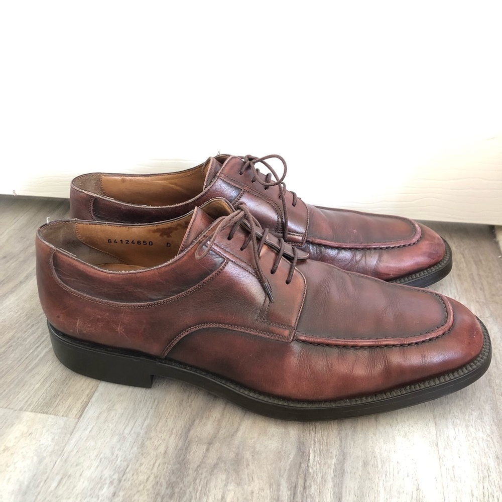 Santoni Nuvola Reddish Brown Leather Dress Shoes Men’s 9.5 - Made in Italy